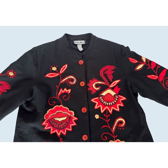 INDIGO MOON Embroidered Wearable Art Jacket Coat Sz 1X - Picture 5 of 8